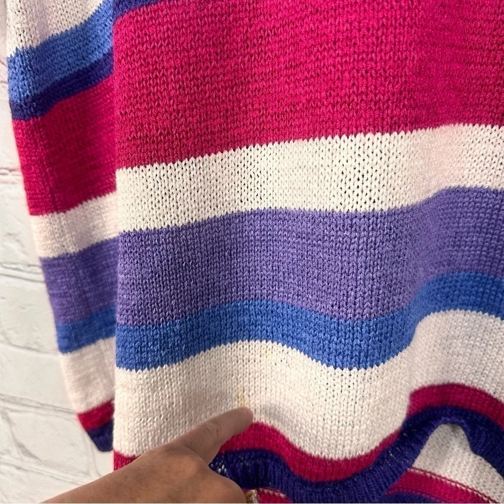 Vintage women’s summer sweater top blouse spring  Size XL Colorful Stripes cozy